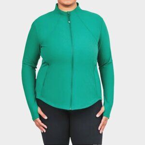 Tuff Veda Women's Ribbed Yoga Jacket sz M Green/Teal Full Zip Stretch